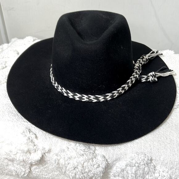NEW! Free People Mossant Wild Heart Braided Trim Black Felt Hat main image 6